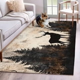 Rustic Antic Rug Vintage Forest Deer Area Rug 3x5 FT, Non Slip Entryway Bedside Carpet ...