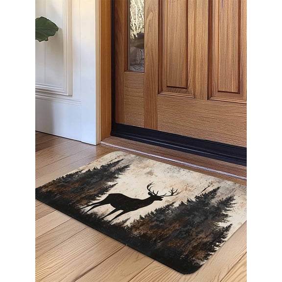 Vintage Forest Deer Door Mat Indoor Outdoor Entrance,Non Slip Small Rug for Kitchen Bathroom Entryway Rug,Rustic Country Wildlife Woodland Washable Doormat Floor Mat 16x24 Inch