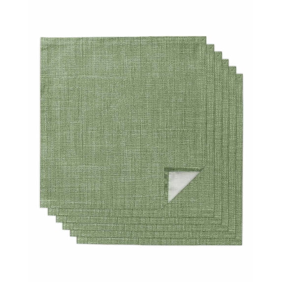 Vintage Forest Green Cloth Napkins Set of 6 Reusable Dinner Napkins, Farmhouse Retro Solid Color Linen Texture Cocktail Napkin Washable Table Napkins for Wedding/Holiday Party/Baby Shower 20"x20"