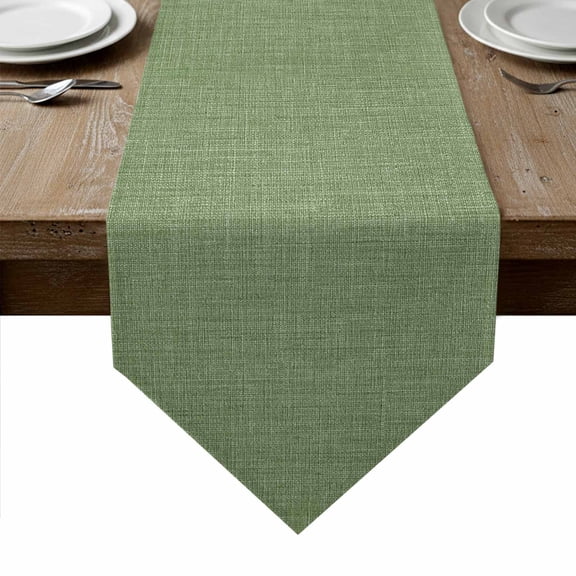 Vintage Forest Green Table Runner Linen Burlap Table Runner 36 Inches Small Farmhouse Retro Solid Color Linen Texture Dresser Scarves for Kitchen Island Coffee Dining Room Party Holiday Decor 13"x36"