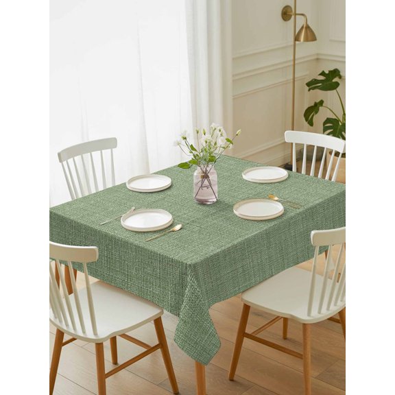 Vintage Forest Green Tablecloth Rectangle Table Cloth 60x84, Waterproof Tablecloth Outdoor Table Cloth, Farmhouse Retro Solid Color Linen Texture Washable Table Cover for Kitchen Dinning Party