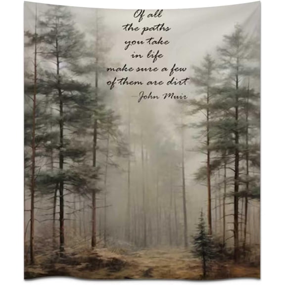 Vintage Forest Landscape Wall Art decor Misty Pines Tapestry Wall Hanging Nature Scene tapestry for bedroom aesthetic Home Living Room Office Tapestries (N1WH-25,40L x 60W)