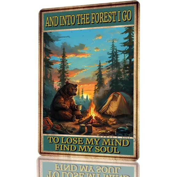 Vintage Forest Quote Metal Tin Wall Sign, Retro Aluminum Decor for Home Bar Office Outdoor, 8 x 12 Inch