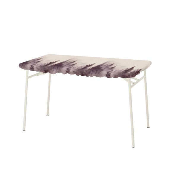 Vintage Forest Rectangle Tablecloth, Waterproof Elastic Fitted Table Covers for 8 Foot Tables, 32x96inch Decorative Tablecloths for Picnic, Camping, Outdoor, Farmhouse Pine Trees Natural Landscape