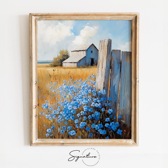 Vintage Forget-Me-Not, Rustic Spring Floral Wall Art, Cottagecore Flower Decor, Weathered Art Poster 3945 Unframed Paper Print