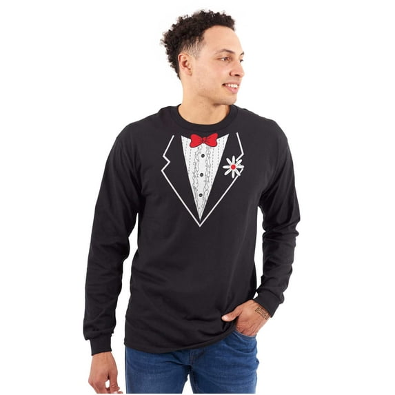 Vintage Formal Bachelor Party Tuxedo Men's Big & Tall Long Sleeve Graphic Tee Brisco Brands 2X