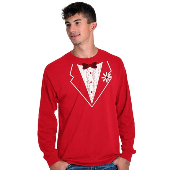 Vintage Formal Bachelor Party Tuxedo Men's Big & Tall Long Sleeve Graphic Tee Brisco Brands 3X