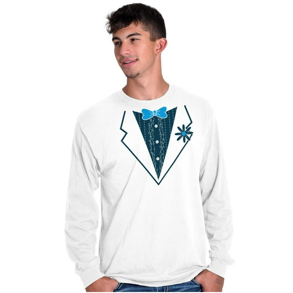 Vintage Formal Bachelor Party Tuxedo Men's Long Sleeve Tee T Shirt Brisco Brands S