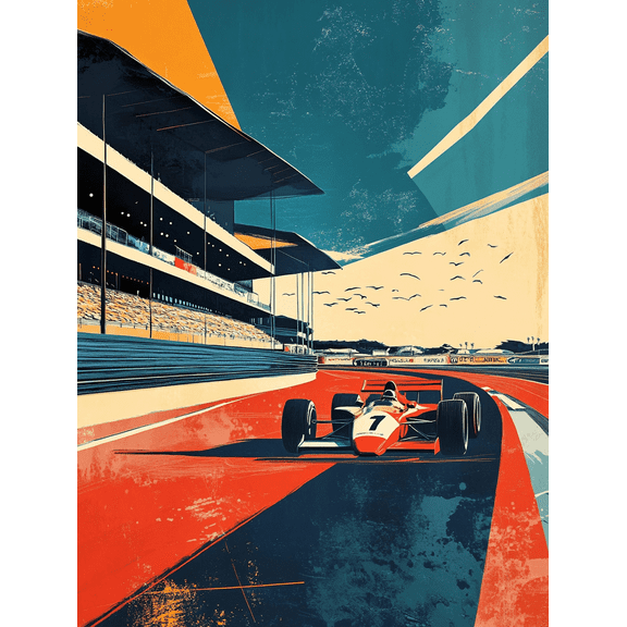 Vintage Formula One Racing Car Canvas Print/Wall Art Suitable for Living Room Bedroom Office Garage and Man Cave Decoration.