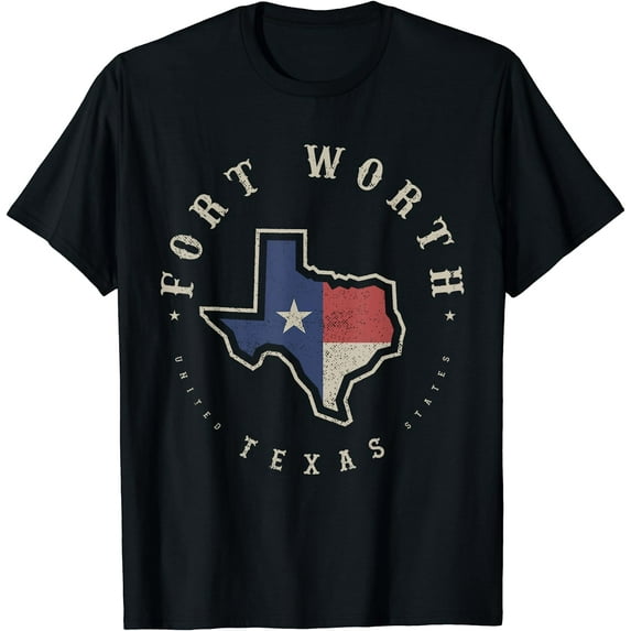 Vintage Fort Worth Texas State Flag Map Souvenir Gift T-Shirt