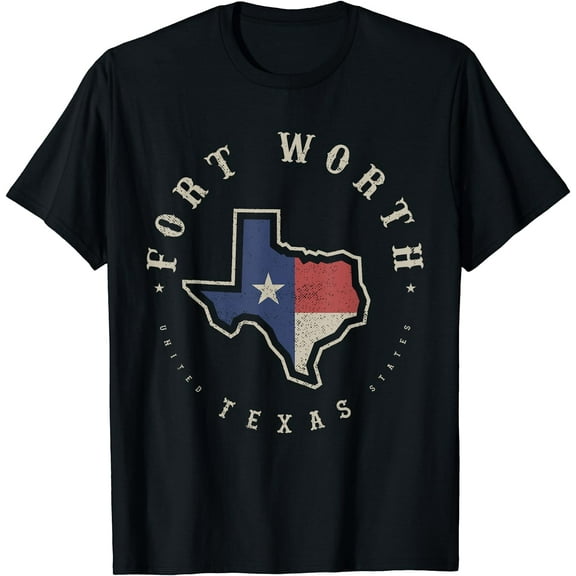 Vintage Fort Worth Texas State Flag Map Souvenir Gift T-Shirt