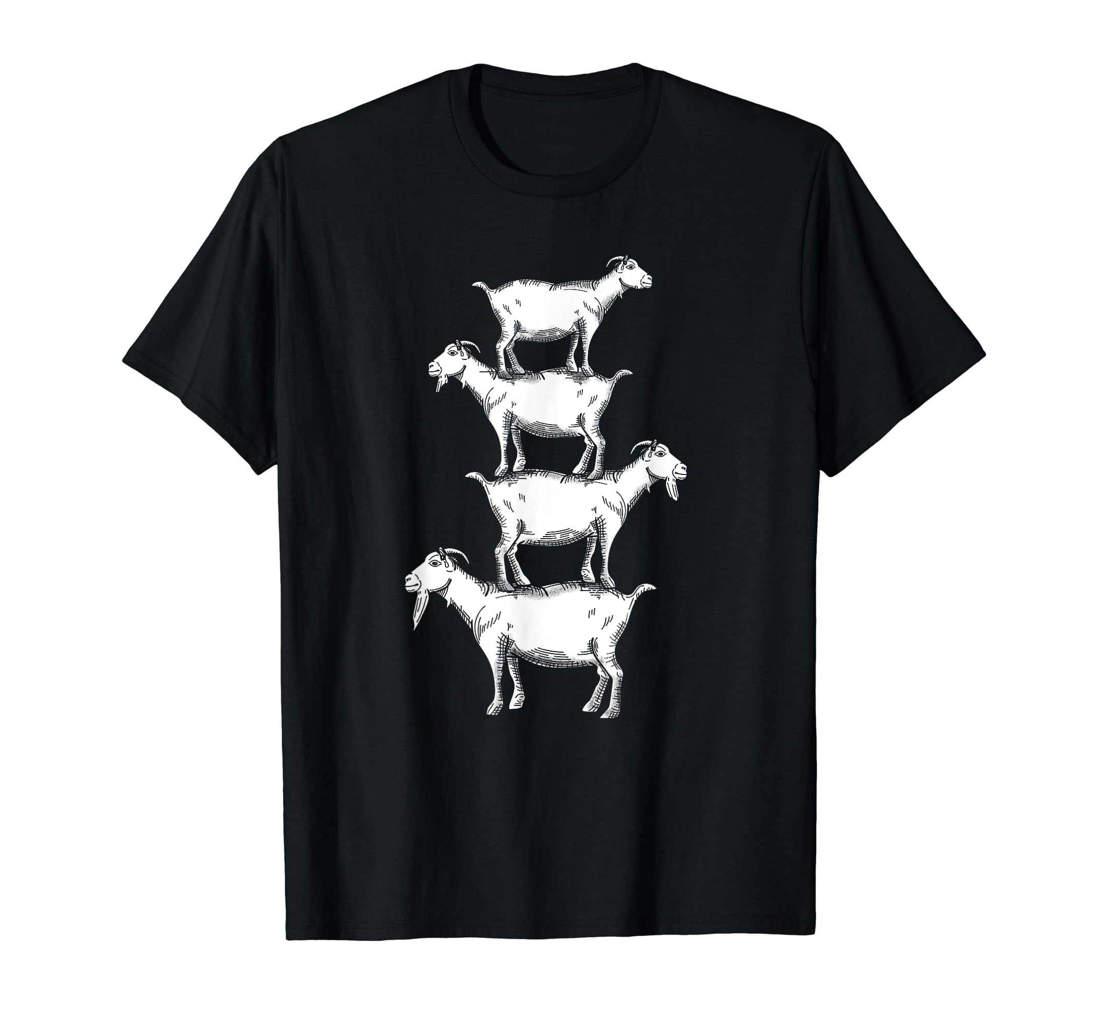 Vintage Four Buck Goats Over Each Other Farmer Goat Lovers T-Shirt ...