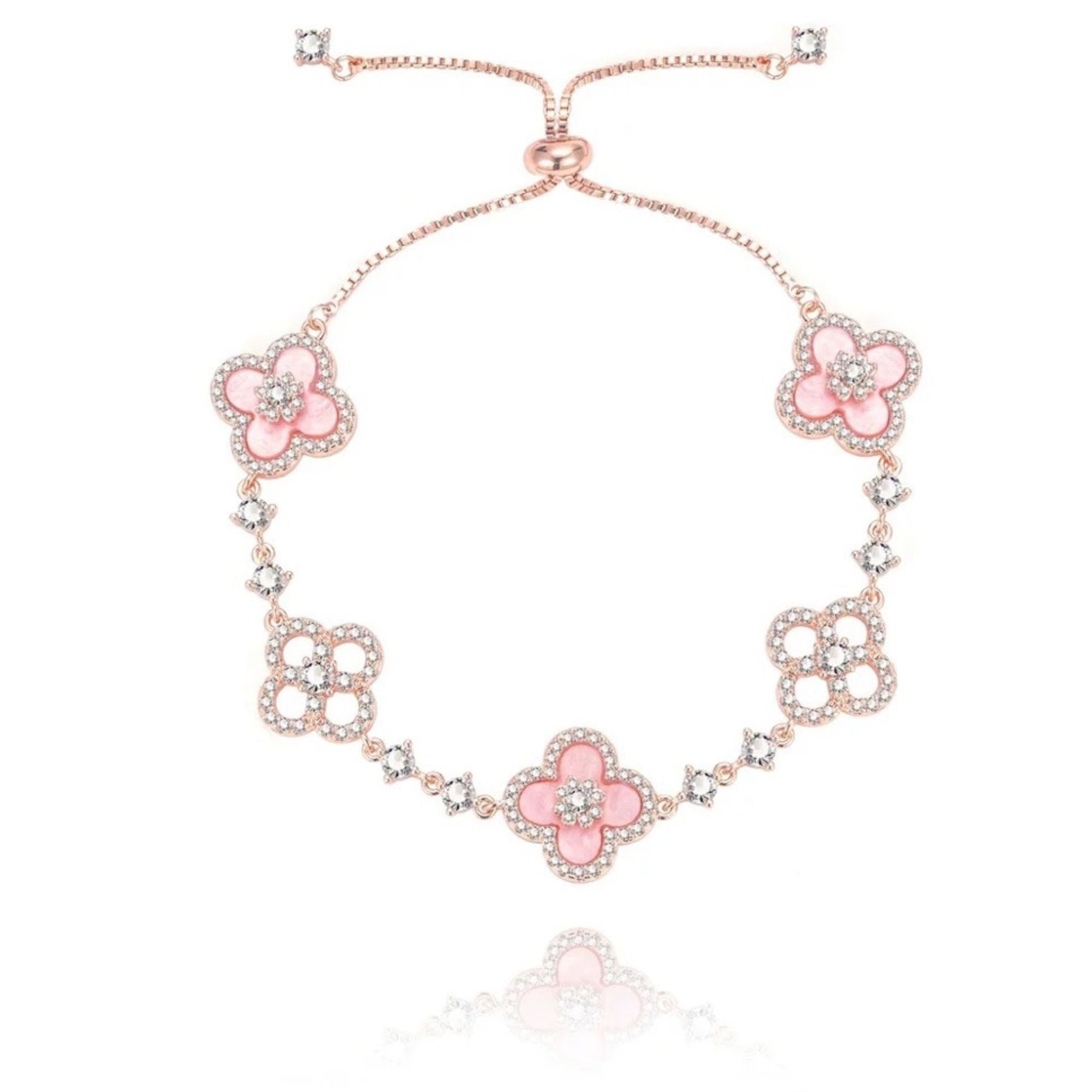 Elegant Pink Clover Face Bracelet Watch - Women\'s Jewelry Pink Clover Bracelet - Etsy main image 3