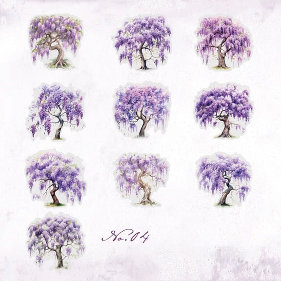 Vintage Four Seasons Scrapbook Sticker Set For Junk Journal And DIY Craft Decoration - Purple Vine