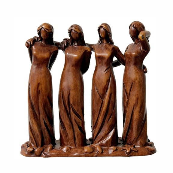 Vintage Four Sisters Sculpture - Hand-Painted Resin Figurine, Sisters by My Side, Sister Gifts for Women, Birthday Gifts, Celebrates Friendship, Collectible Home Decor