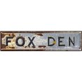 thumbnail image 1 of Vintage Fox Den Metal Tin Sign 4x16 in Art Wall Hanging Decorative Plaque Home Farmhouse Porch Bedroom Decor Ideal for Valentine's Day and Spring Gifts, 1 of 5