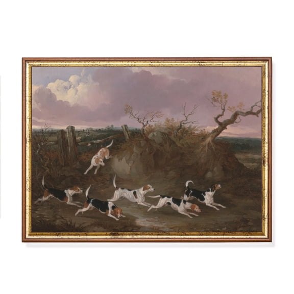 Vintage Fox Hunting Poster 19th Century Sporting Dog Art Unframed Paper Print