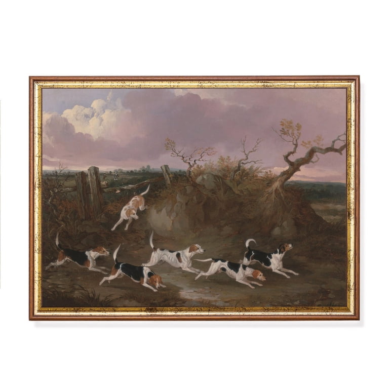 Vintage Fox Hunting Poster 19th Century Sporting Dog Art Unframed Vintage Fox Hunting Poster 19th Century Sporting Dog Art Unframed