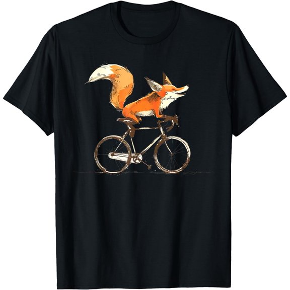 Vintage Fox On A Bike Cute Fox Fox Riding Bicycle Cycling T-Shirt, Unisex T-Shirt
