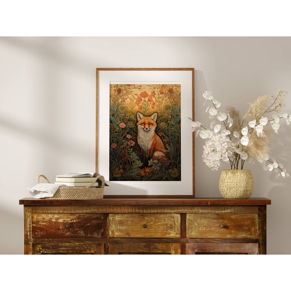 Vintage Fox Print, Fox Gifts, Fox Poster, Fox Wall Art, William Morris, Woodland Animals, Fox Decor, Fox Art, Fox Lover Gifts For Her Poster Unframed