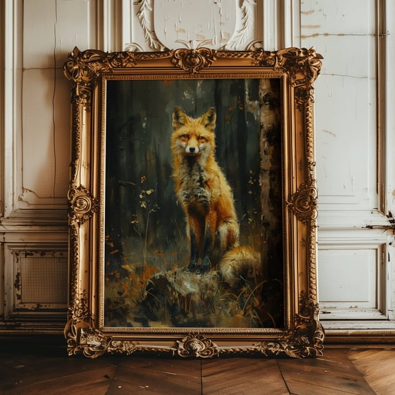 Vintage Fox Print, Fox Wall Art, Dark Cottagecore Decor, Woodland Animals, Fox Decor, Fox Art, Dark Academia, Animal Prints, Fox Lover Gifts