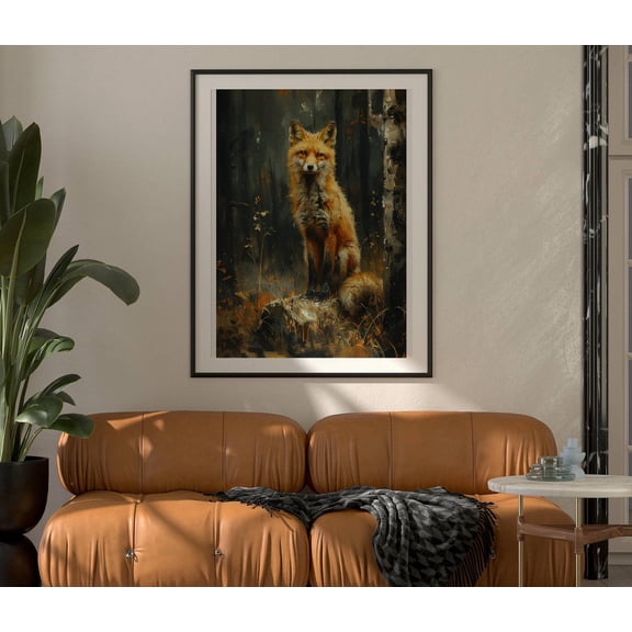 Vintage Fox Print, Fox Wall Art, Woodland Animal Decor, Rustic Cottagecore Poster, Dark Academia Aesthetic, Fox Painting, Animal Lover Gift Poster Unframed