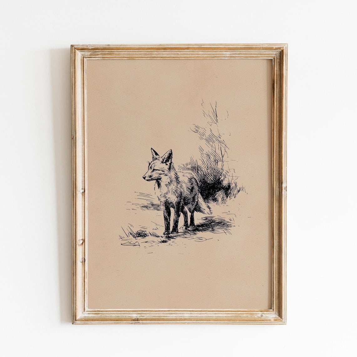 Vintage Fox Sketch Print, Minimalist Fox Drawing, Hand Drawn Forest ...