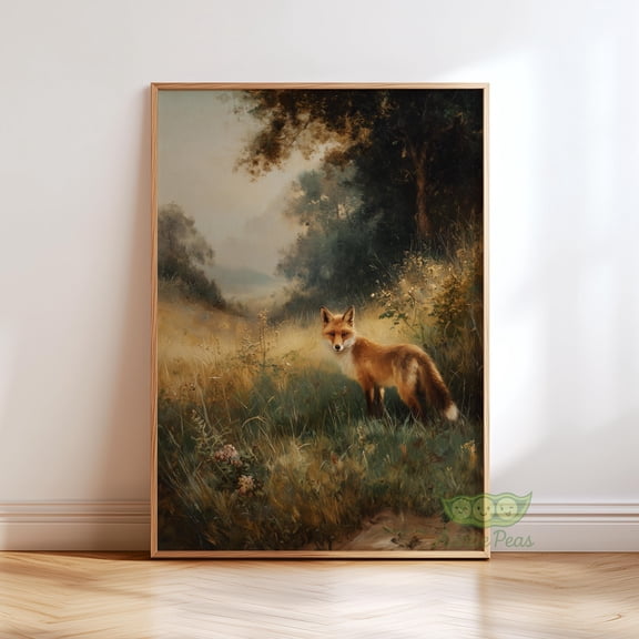 Vintage Fox Wall Art, Woodland Animal Print, Rustic Countryside Poster, Dark Academia Nature Decor, Cottagecore Farmhouse Gift, Country Home, Poster Only