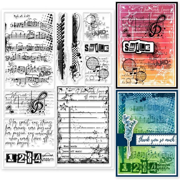 PVC Stamps for DIY Scrapbooking Photo Album Decorative Cards Making Stamp Sheets Film Frame Musical Note 21x14.8x0.3cm