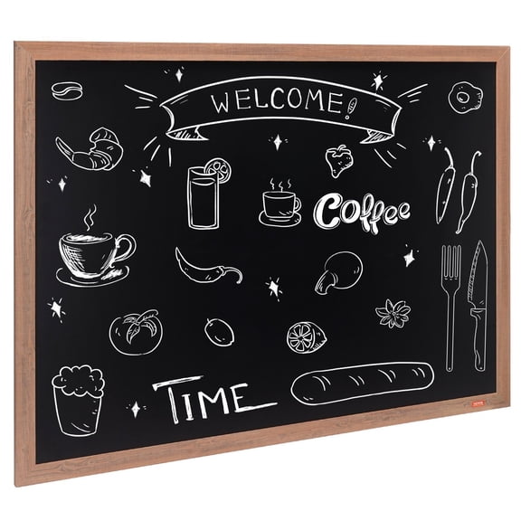 Vintage Framed Chalkboard Calendar, 35x46 Inch Rustic Bulletin Board with Magnetic Surface and Chalks, Kitchen Decor for Home or Wedding Messages