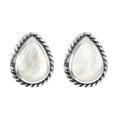 thumbnail image 1 of Vintage Framed Teardrop Mother of Pearl Sterling Silver Post Earrings, 1 of 5