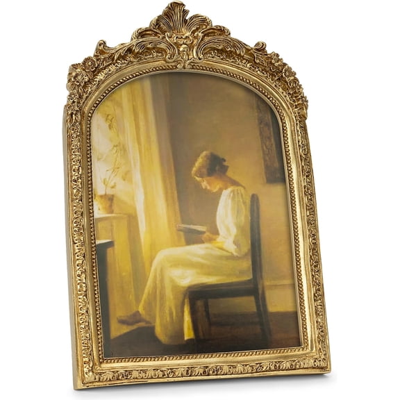 Vintage Framed Wall Art, Arched Antique Canvas Wall Decor for Bedroom, Living Room, Dining Room, Classical Rustic Gallery Wall Hanging,6x8