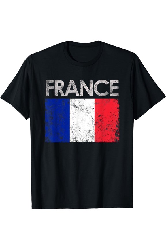 Vintage France French Flag Pride Gift T-Shirt