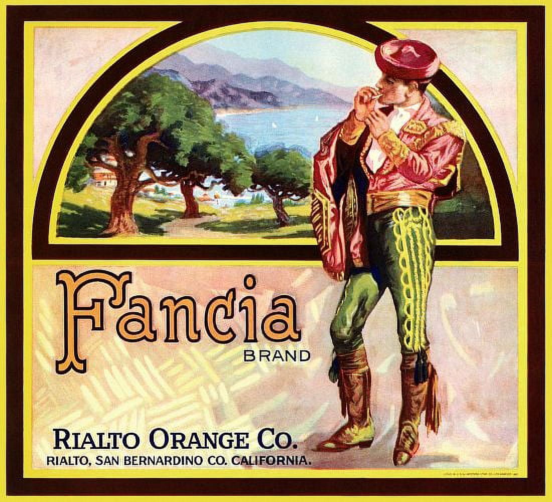 Vintage Francia Brand Oranges Label Canvas Art - (36 x 54)