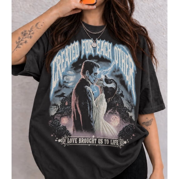 Vintage Frankenstein T-Shirt, Popular Halloween Shirt, Gothic Romance Halloween