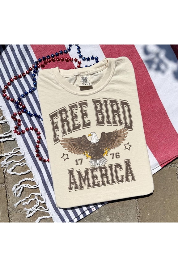 Vintage Free Bird Usa Patriotic T-Shirt: July 4Th Tee All Size S-5XL