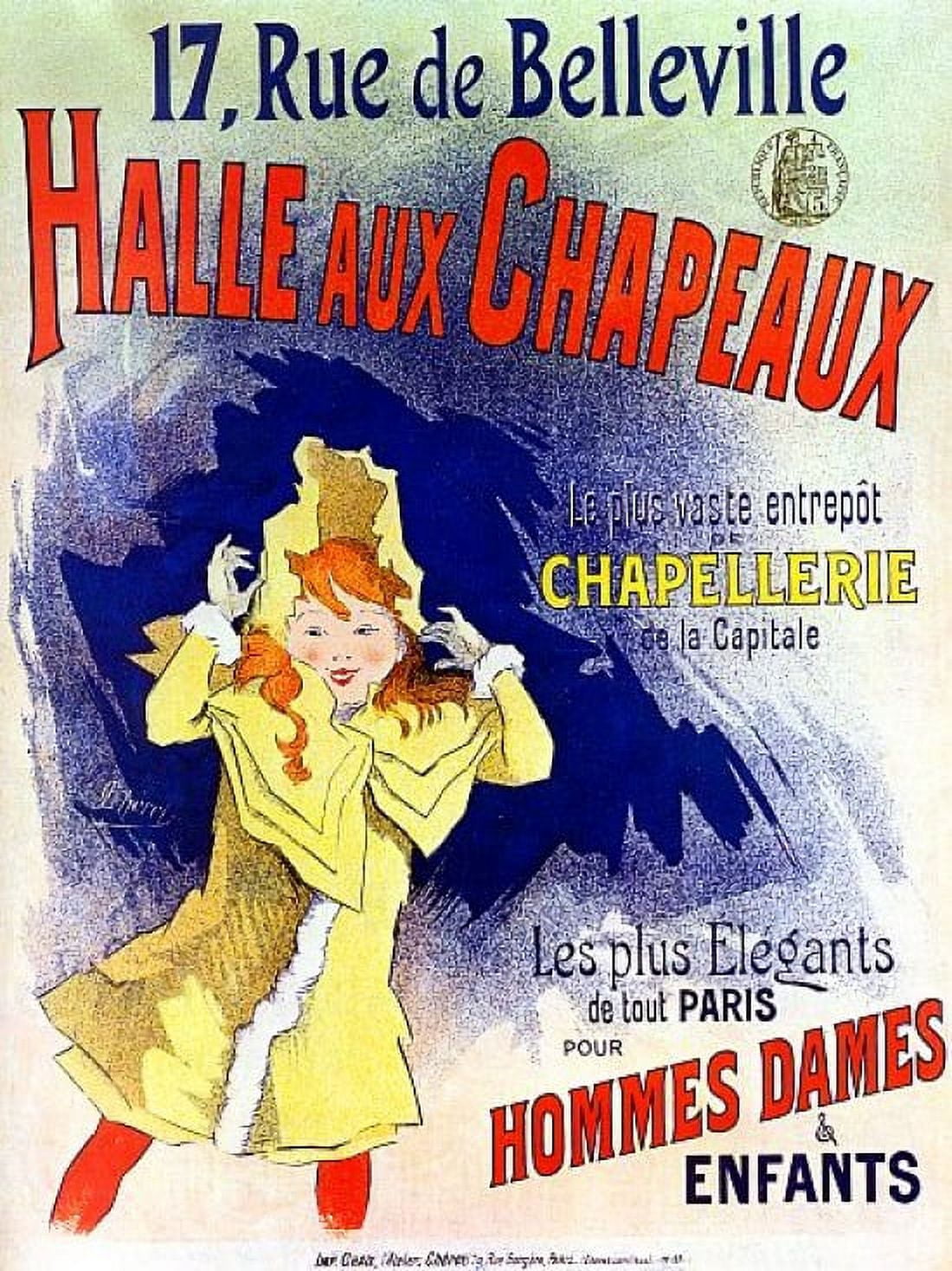 Vintage French Advertising Art Halle aux Chapeau Canvas Art -  (24 x 36)