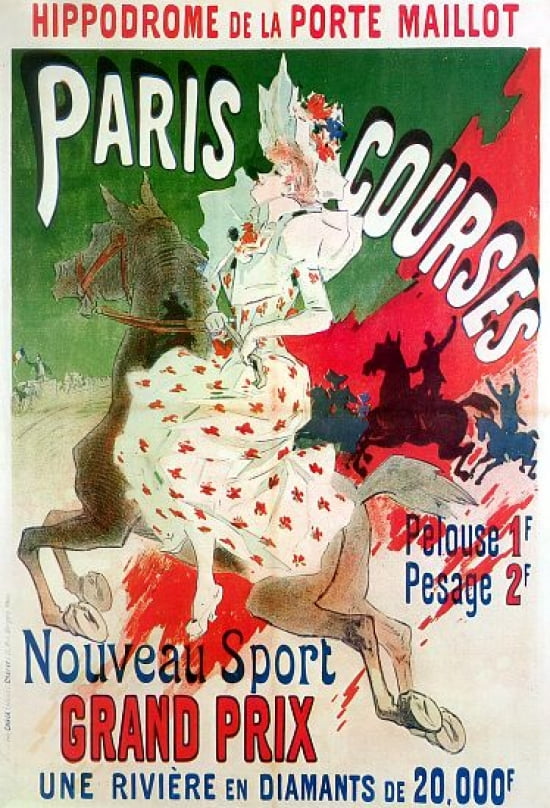 Vintage French Advertising Art Hippodrome Paris Canvas Art -  (24 x 36)