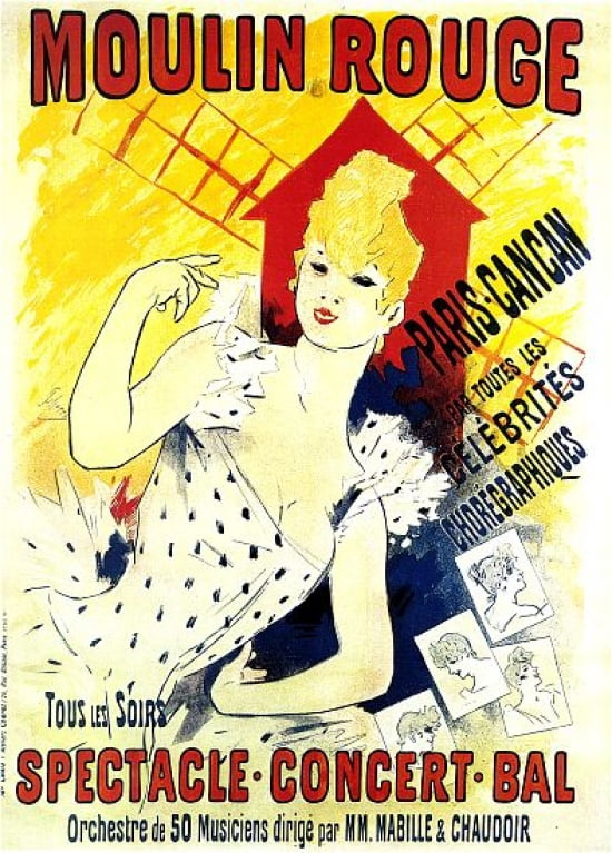 Vintage French Advertising Art Moulin Rouge Paris Canvas Art - (24 x 36)