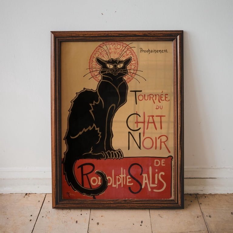Vintage French Art , Le Chat Noir, Black Cat , Art Nouveau Home