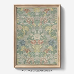 Vintage French Baroque Floral Tapestry Unframed Paper Print