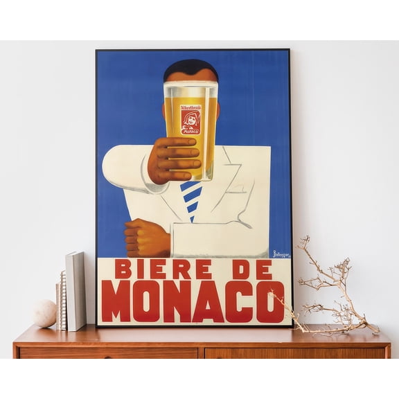 Vintage French Biere Art Print, Retro Advertising Art Print, Monaco French Poster, Restaurant Wall Decor Wall Art, Modern Wall Decor, 8x12 UNFRAMED