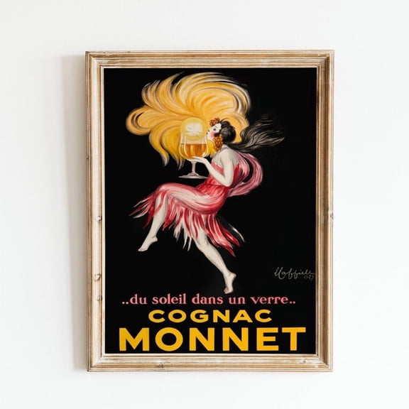 Vintage French Brandy Ad Poster: 1920s Flapper Art, Unframed Paper Poster 16x20in
