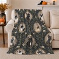 thumbnail image 1 of Vintage French Bulldog Cameo Portrait Botanical, Festive Festive Scene, Warm Flannel Blanket for Living Room and Bedroom, Dog Lovers Christmas Gift, Festive Home Decor, 1 of 9