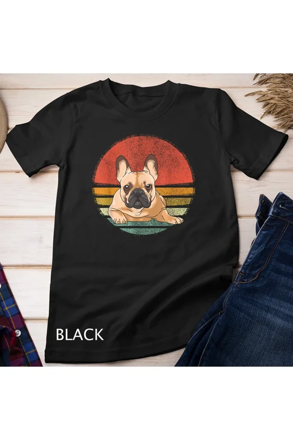 Vintage French Bulldog Dog Retro Breed Lover Novelty Graphic Tee Art,for unisex up to 5XL