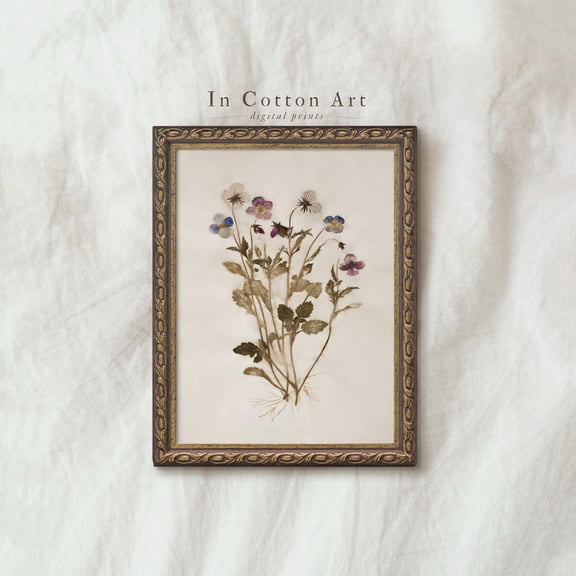Vintage French Cottagecore Botanical Wall Art Print, Pressed Wildflower , Rustic Floral Herbarium Aesthetic Decor | P303 UNFRAMED Poster, Wall Art for Decor, Present, 8x12