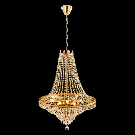 Vintage French Empire Chandelier Luxury Large Foyer Crystal Ceiling Light Height, for the Kitchen, Hallway, Living Room, Bedroom, and More (Not Included Bulb)