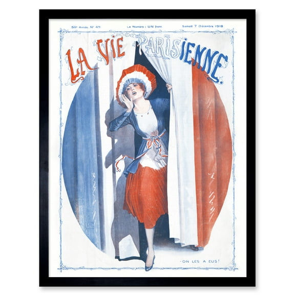 Vintage French Fashion La Vie Parisienne We Got Them World War 1 Victory Magazine Cover Art Print Framed Poster Wall Decor 12x16 inch