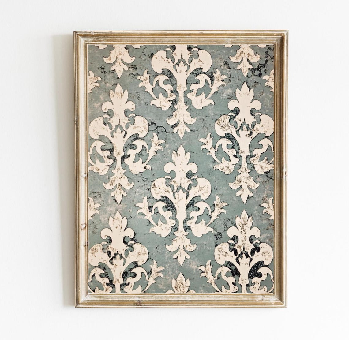 Vintage French Fleur De Lis Pattern Wall Art Print, Cottagecore Spring ...