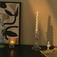 thumbnail image 1 of Vintage French Glass Candlestick, Embossed Candle Holder for Dining Room Table Decoration, 6.5x3.3in, 1 of 6